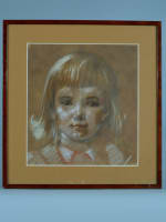 Beau tableau ancien portrait d'enfant jeune fille signé M. Bertin - Miniature 3