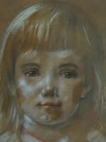 Beau tableau ancien portrait d'enfant jeune fille signé M. Bertin - Miniature 6
