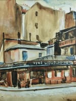 Beau tableau ancien rue Mouffetard Paris 5e animée Art Déco Cesar Bron Vlaminck - Miniature 1