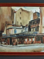 Beau tableau ancien rue Mouffetard Paris 5e animée Art Déco Cesar Bron Vlaminck - Miniature 6