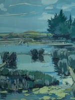 Grand tableau ancien Guérande marais salant mer Bretagne Michel Maury - Miniature 12