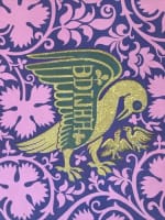 Ancienne gravure en couleur tissu gothique - Miniature 1