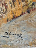 Tableau ancien impressionniste Alcaraz portrait homme champ de blé Van Gogh XXe - Miniature 9