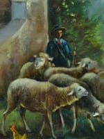 Beau tableau ancien départ du troupeau XIXe sv Paul Chaigneau signé Bertin - Miniature 5