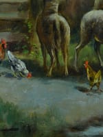 Beau tableau ancien départ du troupeau XIXe sv Paul Chaigneau signé Bertin - Miniature 6