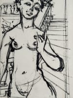 Ancienne lithographie érotique femme nue Daniel Du Janerand nue bleu 1950 x 2 - Miniature 2