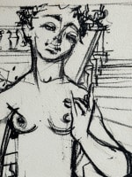 Ancienne lithographie érotique femme nue Daniel Du Janerand nue bleu 1950 x 2 - Miniature 3