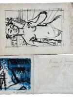 Ancienne lithographie érotique femme nue Daniel Du Janerand nue bleu 1950 x 2 - Miniature 4