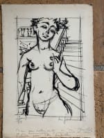 Ancienne lithographie érotique femme nue Daniel Du Janerand nue bleu 1950 x 2 - Miniature 8