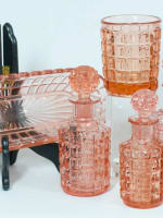 Ancienne garniture cristal Bayel mod. Baccarat rose flacon parfum bouchon mode - Miniature 2