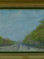 Beau tableau impressionniste Paris Arc de triomphe Champs-Élysées animé XIXe - Miniature 1