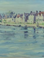 Beau tableau ancien paysage marine breton bateau impressionniste N. Delannoy - Miniature 2