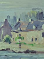 Beau tableau ancien paysage marine breton bateau impressionniste N. Delannoy - Miniature 5