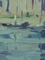 Beau tableau ancien paysage marine breton bateau impressionniste N. Delannoy - Miniature 7