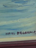 Beau tableau ancien paysage marine breton bateau impressionniste N. Delannoy - Miniature 8