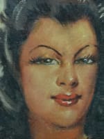 Beau tableau ancien portrait jeune femme parisienne Guinegault Montparnasse 1940 - Miniature 5