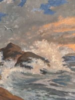 Ancien dessin marine Morbihan Bretagne bateau longeant la côte signé Landelle - Miniature 1