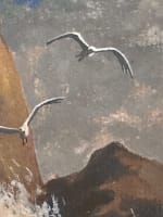 Ancien dessin marine Morbihan Bretagne bateau longeant la côte signé Landelle - Miniature 2