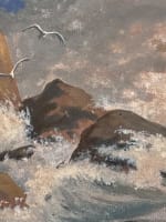 Ancien dessin marine Morbihan Bretagne bateau longeant la côte signé Landelle - Miniature 3