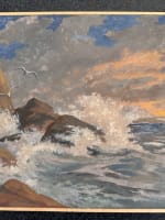 Ancien dessin marine Morbihan Bretagne bateau longeant la côte signé Landelle - Miniature 11