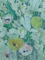 Tableau ancien grand bouquet de fleurs art déco nature morte vase Hélène Rivière - Miniature 7