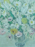 Tableau ancien grand bouquet de fleurs art déco nature morte vase Hélène Rivière - Miniature 12