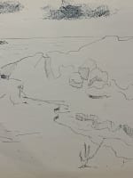 Dessin ancien école bretonne promeneur bord de mer Alexandre Minguet Pont-Aven - Miniature 1