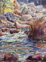 Ancienne aquarelle signée G. Geraud paysage rochers le torrent d'Ariège 1911 - Miniature 3