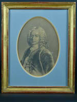 Tableau ancien dessin XVIIIe portrait d'un homme à la perruque signé Girardot - Miniature 4