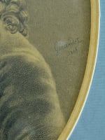 Tableau ancien dessin XVIIIe portrait d'un homme à la perruque signé Girardot - Miniature 8