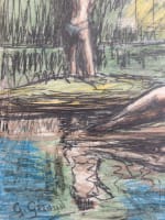 Ancien dessin les baigneuses nues dans un lac signé G. Geraud - Miniature 4