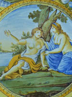 Paire de grand plat faïence Avelli de Rovigo Urbino Italie Renaissance Majolique - Miniature 2