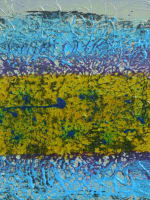 Ancien tableau abstrait contemporain Cosmos signé Nash cadre x 2 - Miniature 3