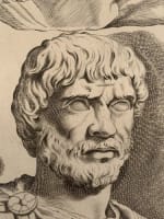 Ancienne gravure portrait Rome toge homme Galleria Giustiniana del Marchese XVIIe - Miniature 2