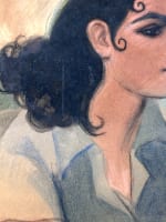 Beau dessin portrait jeune femme élégante navigant chapeau canotière signé 1936 - Miniature 3