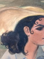 Beau dessin portrait jeune femme élégante navigant chapeau canotière signé 1936 - Miniature 7