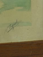 Ancien tableau Pays Basque maison chien portrait Raoul Serres Art déco aquarelle - Miniature 7