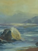 Ancien beau tableau marine bord de mer côte rocheuse Normandie signé - Miniature 4