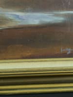 Ancien beau tableau marine bord de mer côte rocheuse Normandie signé - Miniature 5