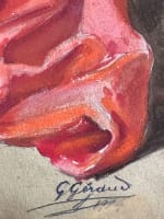 Ancienne aquarelle nature morte théâtre costume rouge glaive centurion Rome signé - Miniature 6