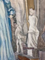 Ancienne aquarelle Geraud modèle féminin atelier statue antique atelier peintre - Miniature 3