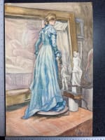 Ancienne aquarelle Geraud modèle féminin atelier statue antique atelier peintre - Miniature 6