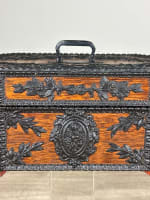 Ancienne boite à secret coffret parisien bois Gutta-Percha dédicace XIXe - Miniature 2