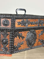 Ancienne boite à secret coffret parisien bois Gutta-Percha dédicace XIXe - Miniature 3