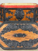 Ancienne boite à secret coffret parisien bois Gutta-Percha dédicace XIXe - Miniature 5