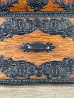 Ancienne boite à secret coffret parisien bois Gutta-Percha dédicace XIXe - Miniature 6