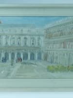 Tableau ancien vue animée de la place Saint Marc Venise arcades Henri Reiter - Miniature 2