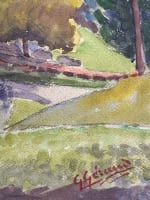 Ancienne aquarelle signée G. Geraud paysage chemin d'Ascou Ariège 1911 - Miniature 3