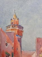 Ancienne aquarelle orientaliste par Geraud rue animée à Bizerte, Tunisie 1910 - Miniature 5