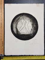 Ancienne gravure, couple érotisme, signée Suzanne Cattan n°4/10 Judaïca 1970 - Miniature 5